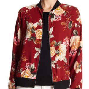 West Kei Wine Floral Varsity Bomber Jacket Size XL